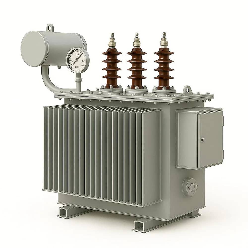 Industrial distribution transformer nameplate and terminal bushing connections